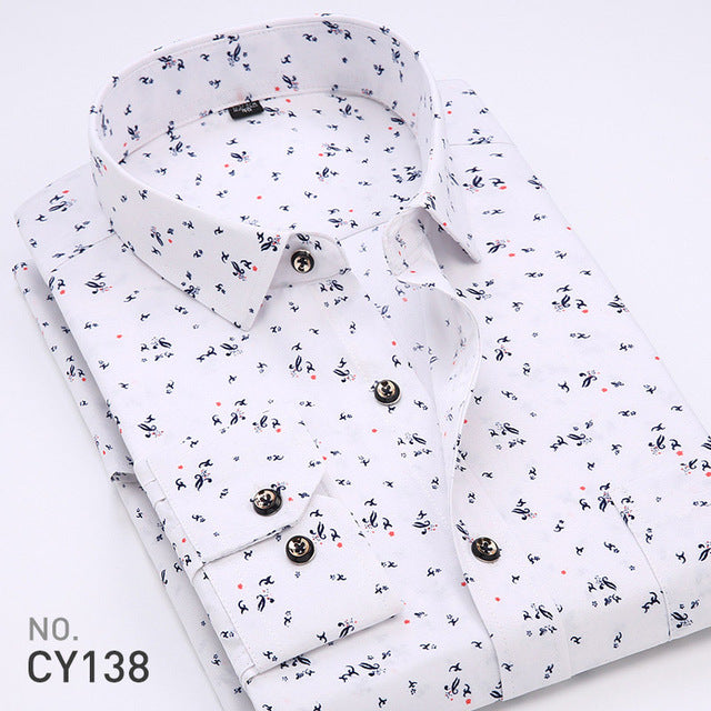 Floral Print Men Long Sleeve Shirts