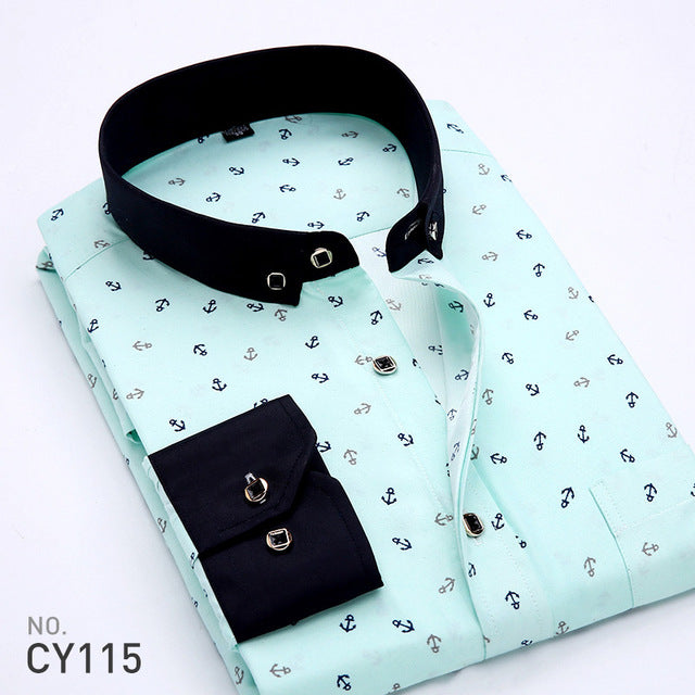 Floral Print Men Long Sleeve Shirts