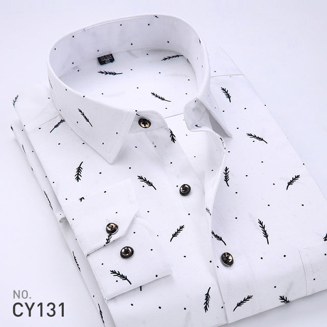 Floral Print Men Long Sleeve Shirts