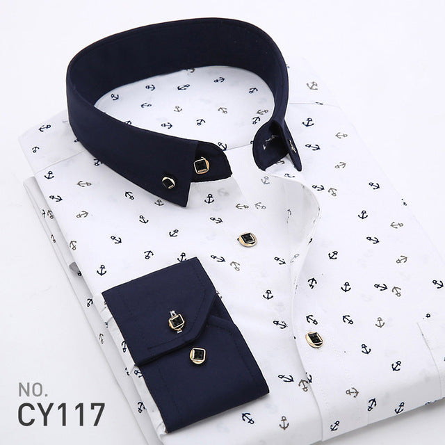 Floral Print Men Long Sleeve Shirts