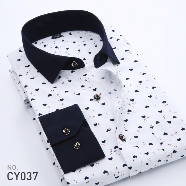 Floral Print Men Long Sleeve Shirts