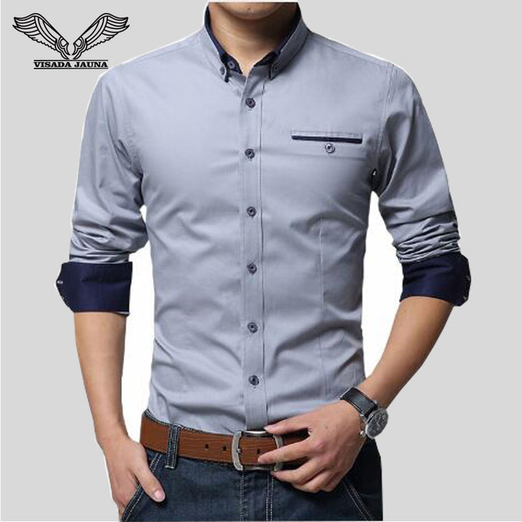Turn-down Collar Long Sleeve Slim Fit Shirt
