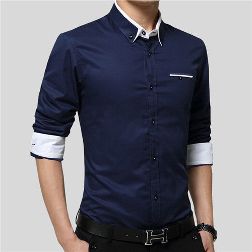 Turn-down Collar Long Sleeve Slim Fit Shirt