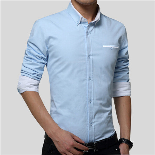 Turn-down Collar Long Sleeve Slim Fit Shirt