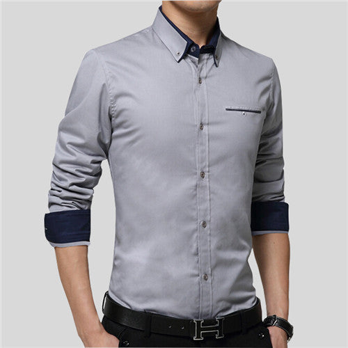 Turn-down Collar Long Sleeve Slim Fit Shirt
