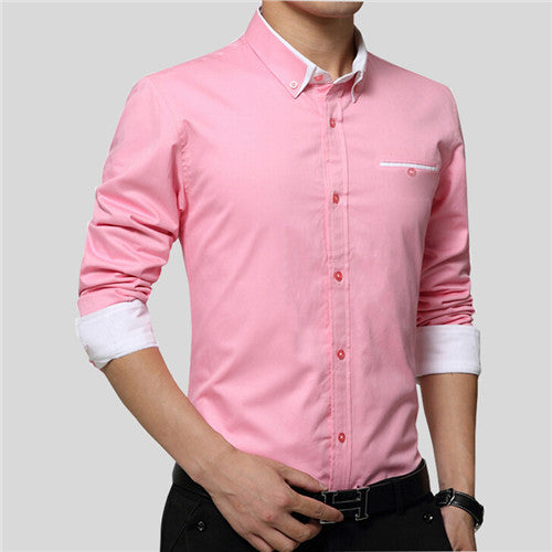 Turn-down Collar Long Sleeve Slim Fit Shirt