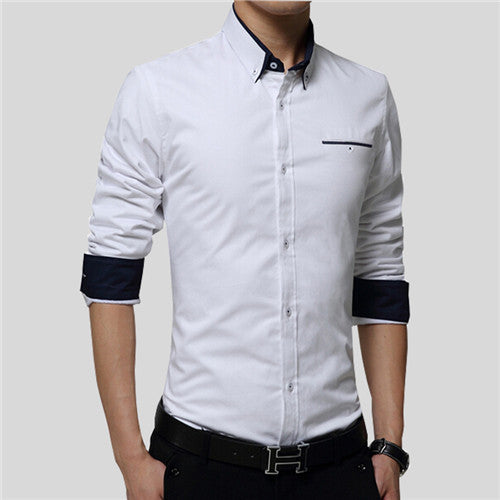 Turn-down Collar Long Sleeve Slim Fit Shirt
