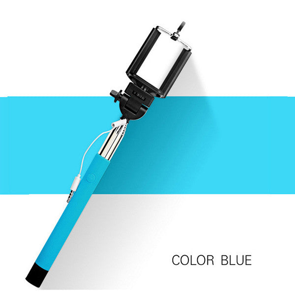 Portable Extendable Handheld Monopod Audio Cable Wired Palo Selfie Stick 22-100cm