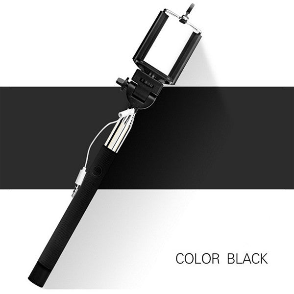 Portable Extendable Handheld Monopod Audio Cable Wired Palo Selfie Stick 22-100cm