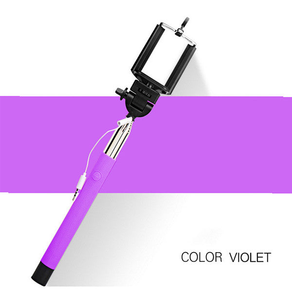 Portable Extendable Handheld Monopod Audio Cable Wired Palo Selfie Stick 22-100cm