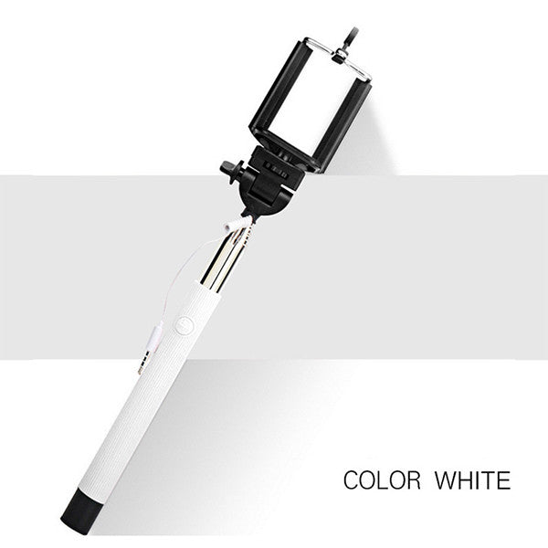 Portable Extendable Handheld Monopod Audio Cable Wired Palo Selfie Stick 22-100cm