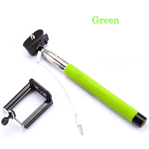 Portable Extendable Handheld Monopod Audio Cable Wired Palo Selfie Stick 22-100cm