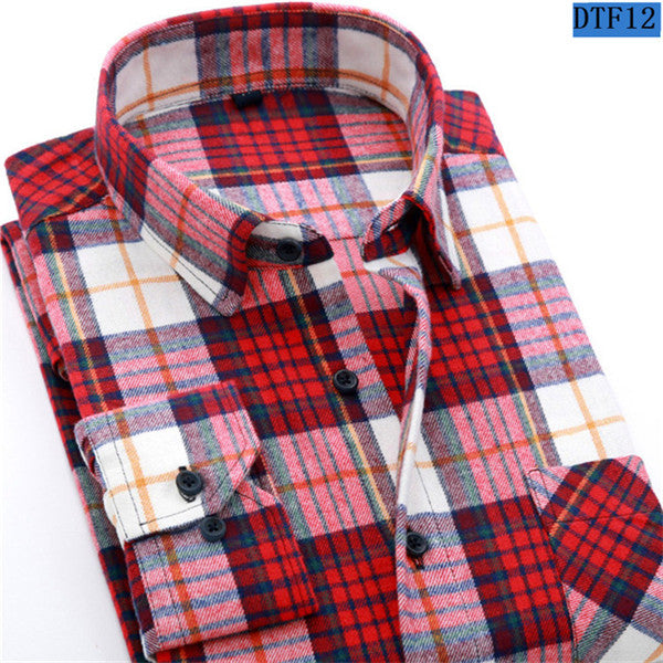 Men Flannel Plaid Long Sleeve Shirt