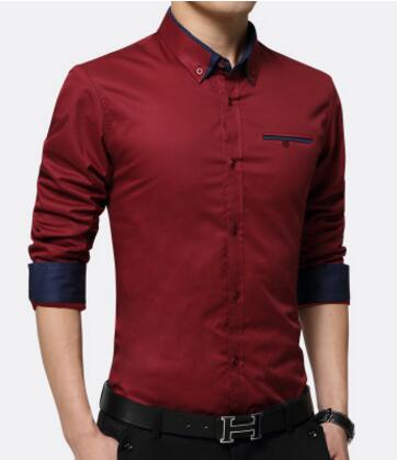 Turn-down Collar Long Sleeve Slim Fit Shirt