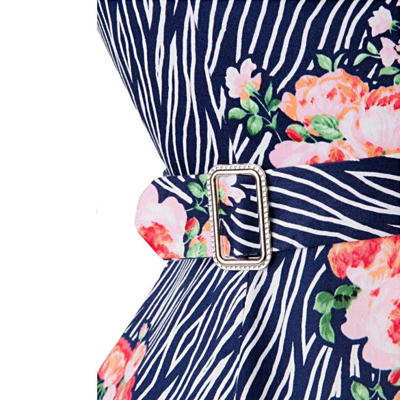 Elegant Vintage Printing Flowers Sleeveless Clothing