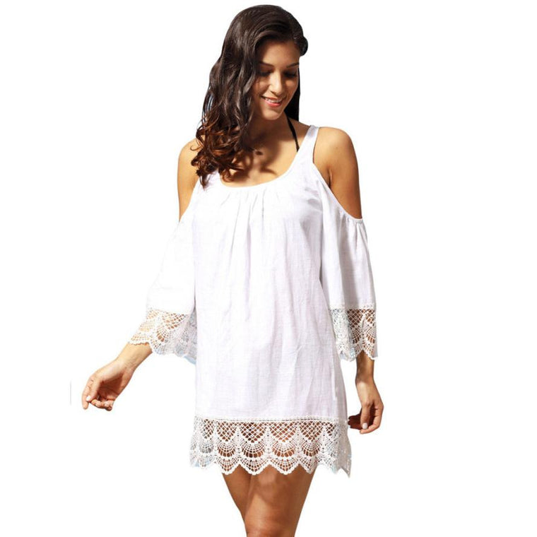 Three Quarter Sleeve Lace Off the Shoulder Dress