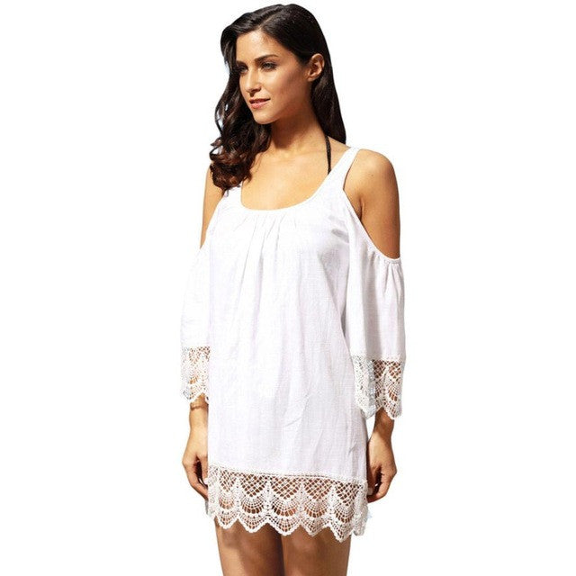 Three Quarter Sleeve Lace Off the Shoulder Dress