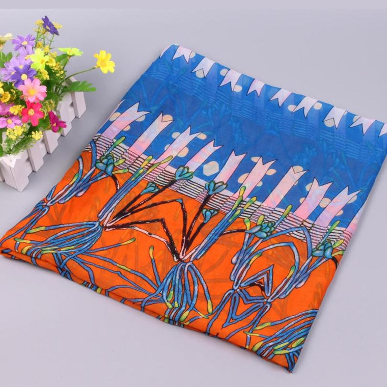 150x70cm Summer  Fashion Designer Brand Print Chiffon Scarf