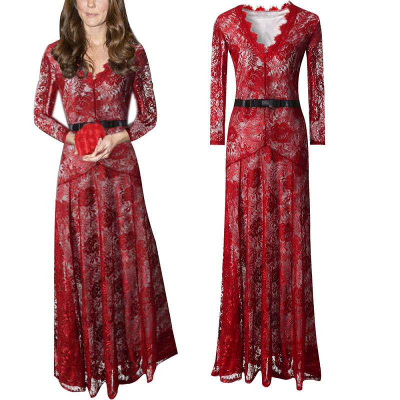 Long Maxi Cocktail Lace Formal Dress