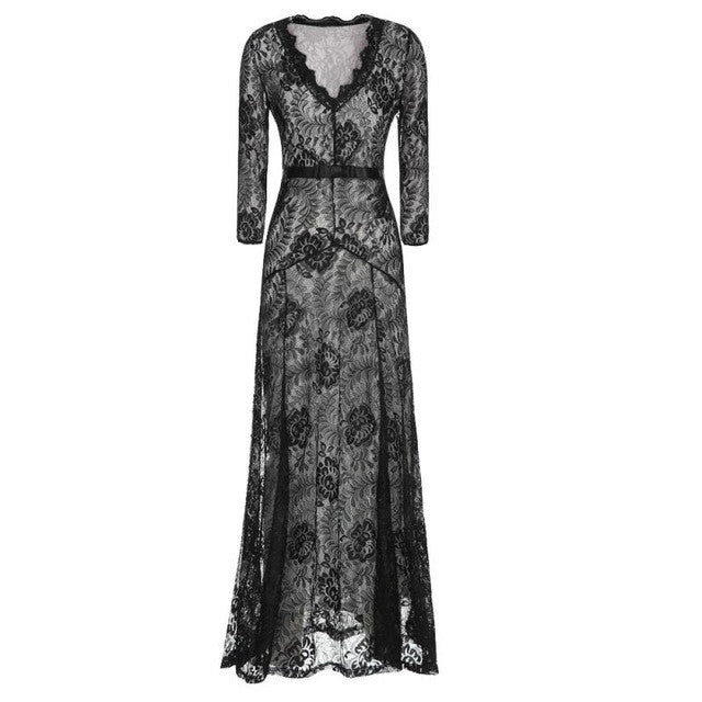 Long Maxi Cocktail Lace Formal Dress