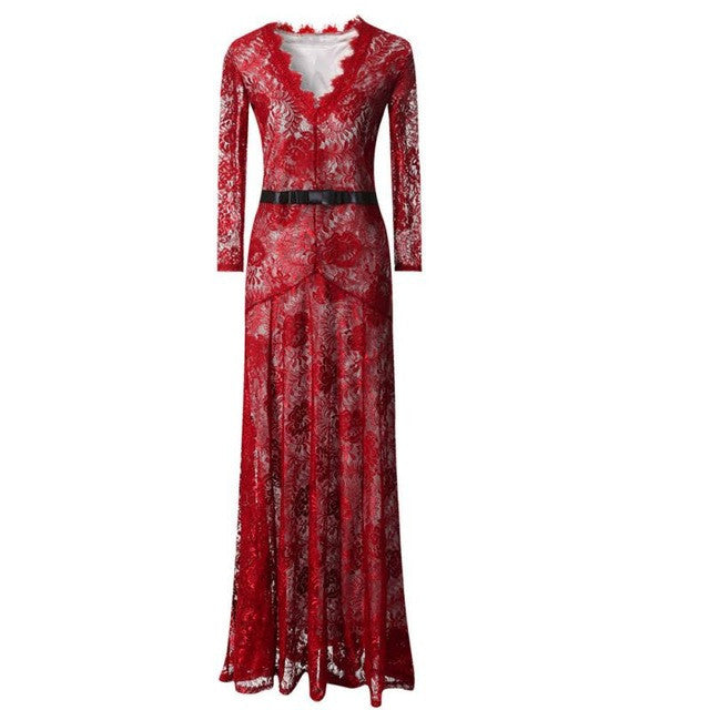 Long Maxi Cocktail Lace Formal Dress