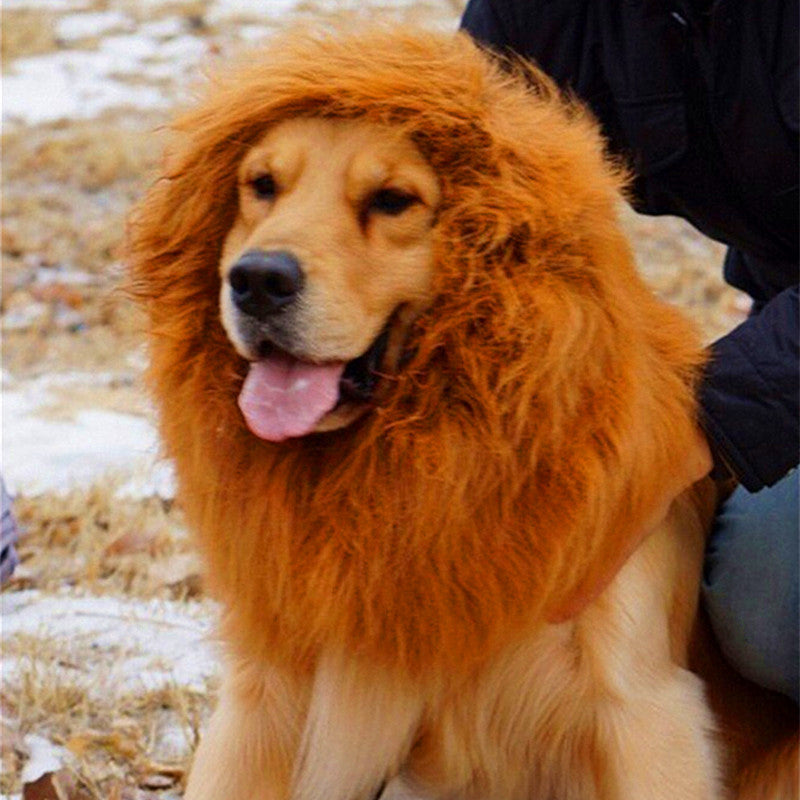 Light Brown Lion Mane Wig for Large Dogs