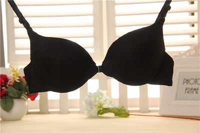 Front button push up bra