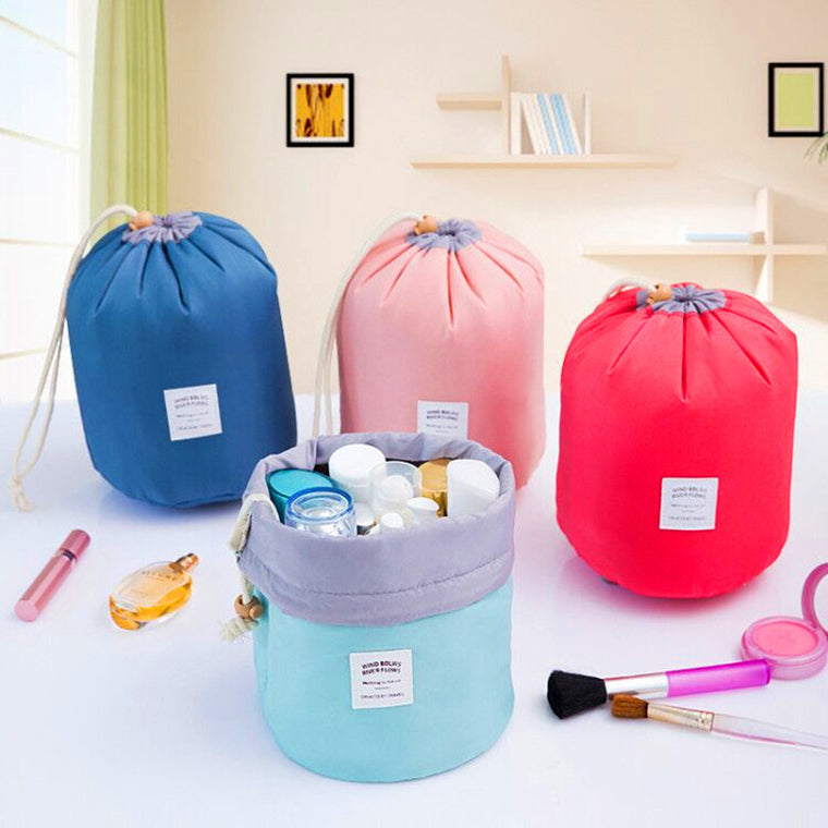 Cylindrical Waterproof Nylon Cosmetic Bag