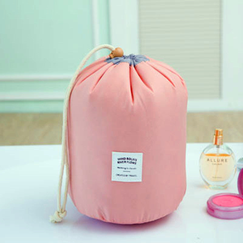 Cylindrical Waterproof Nylon Cosmetic Bag