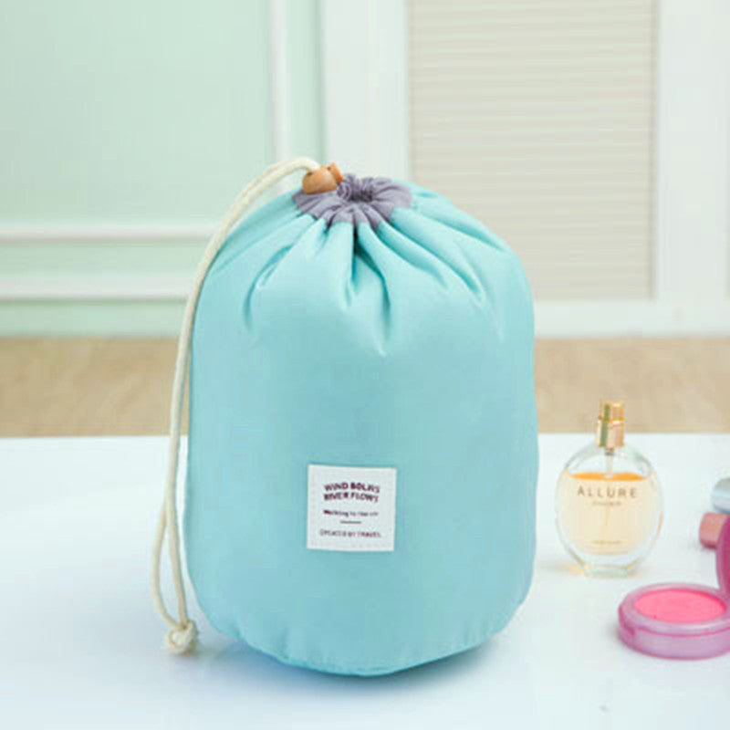 Cylindrical Waterproof Nylon Cosmetic Bag