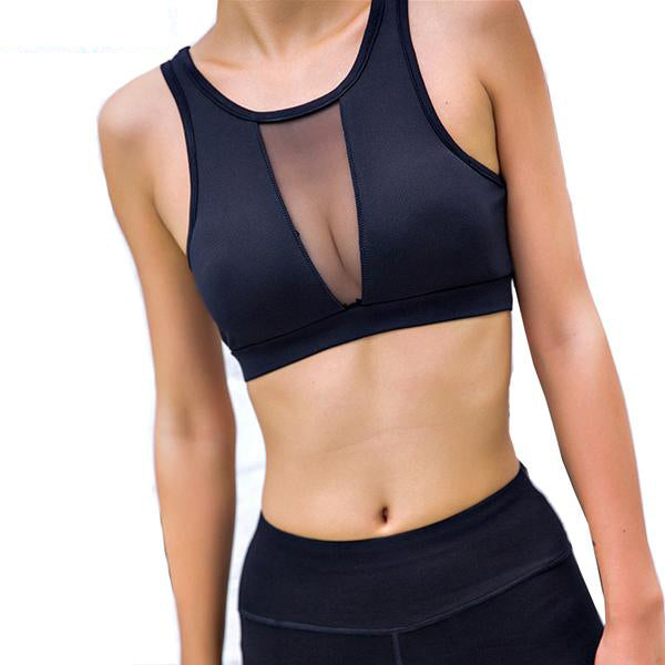 Mesh Patchwork Fitness Padded Yoga Bra
