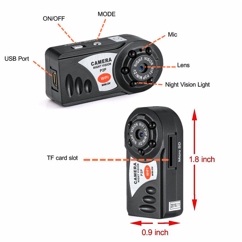Mini Q7  Wifi Camcorder Recorder Infrared Night Vision Camera