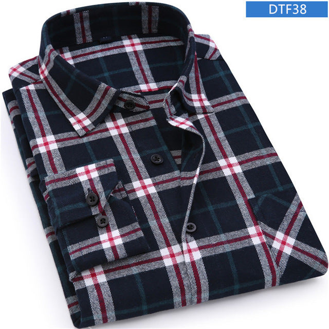 Men Flannel Plaid Long Sleeve Shirt