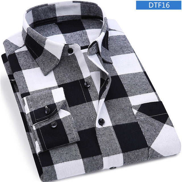 Men Flannel Plaid Long Sleeve Shirt
