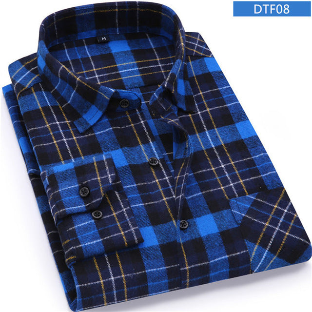 Men Flannel Plaid Long Sleeve Shirt