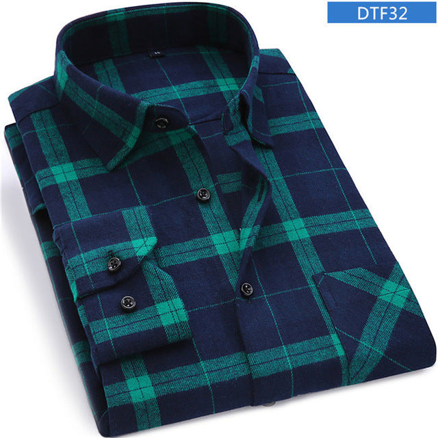 Men Flannel Plaid Long Sleeve Shirt