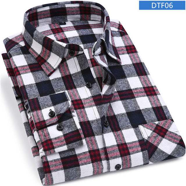 Men Flannel Plaid Long Sleeve Shirt