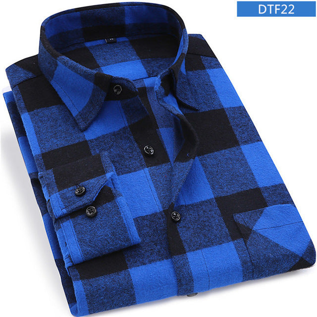 Men Flannel Plaid Long Sleeve Shirt