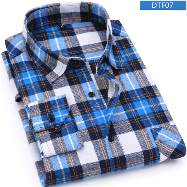 Men Flannel Plaid Long Sleeve Shirt