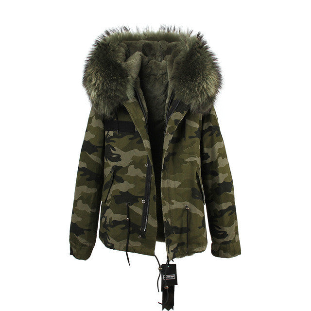 winter  raccoon fur collar hooded coat parkas jacket