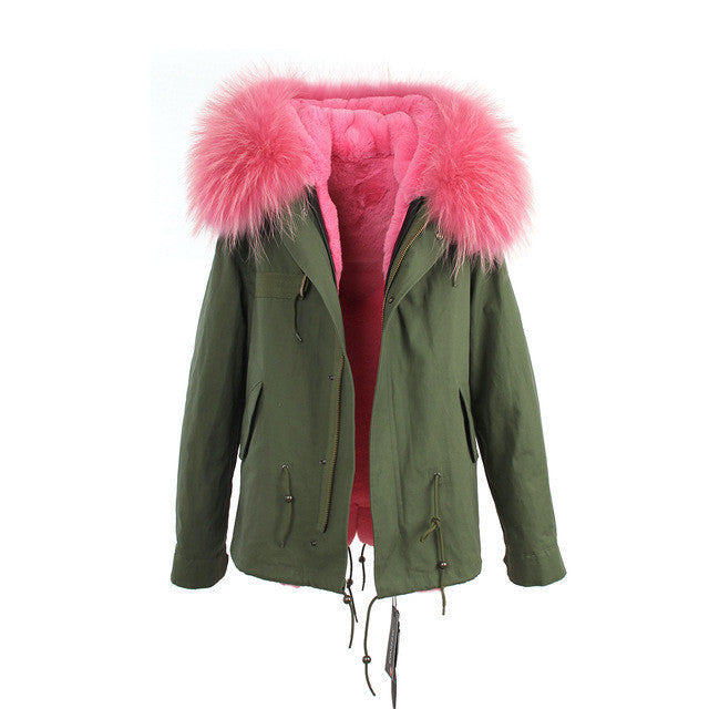 winter  raccoon fur collar hooded coat parkas jacket