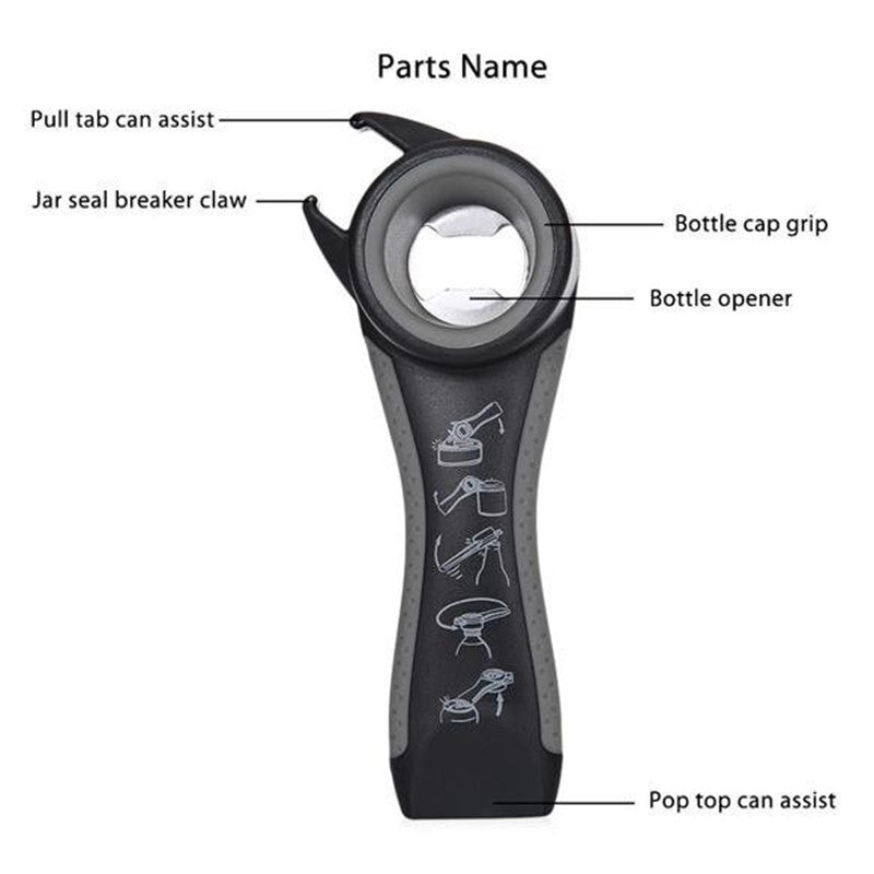 5 in 1 Multi-function Stainless Steel Plastic Can Bottle Opener