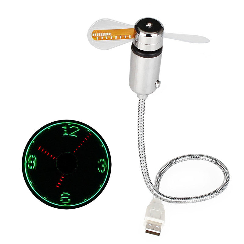 Adjustable USB Gadget Mini Flexible Time LED Fan Clock