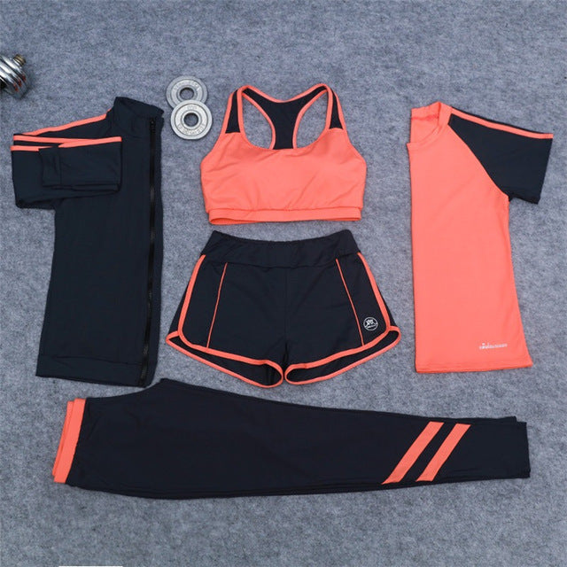 Sports Suit Women Yoga Set  5 Pieces